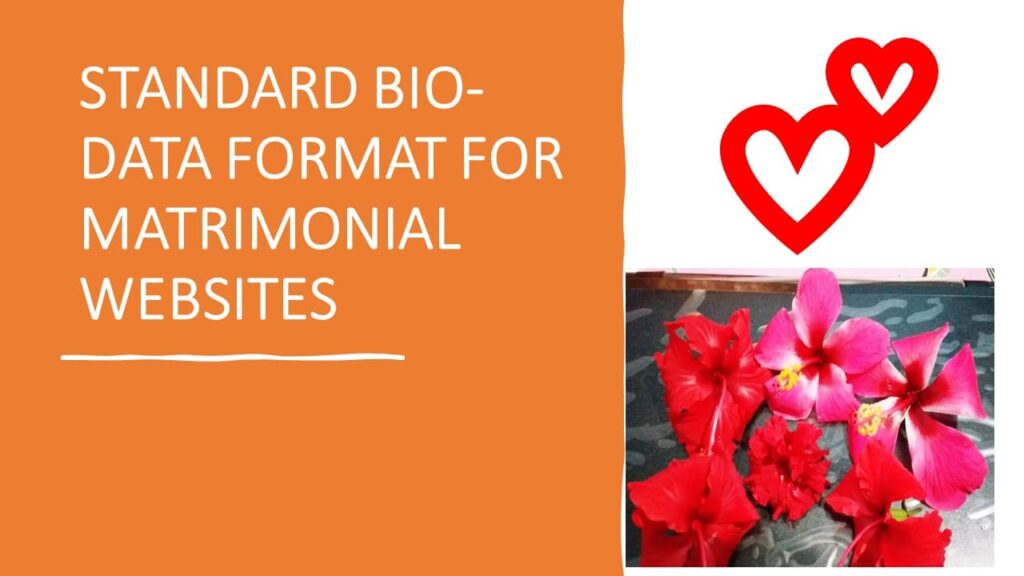 Standard Bio-Data Format For Matrimonial Websites
